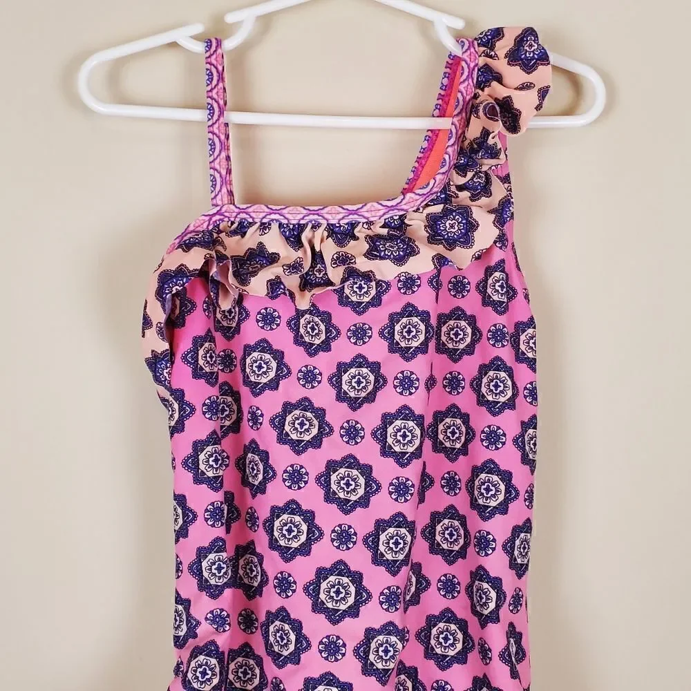 Breaking Waves Girls One Shoulder Swimsuit